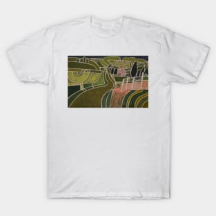 Abstract Green and Pink Landscape T-Shirt